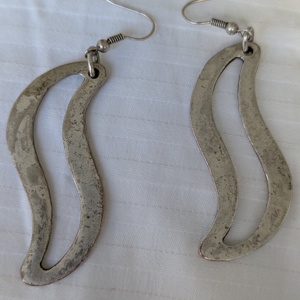 Silver Abstract Dangle Earrings